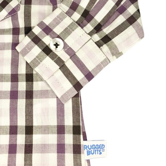 NWT Rugged Butts Checkered Long Sleeve Button Down Size 6-12 Months - Picture 3 of 5